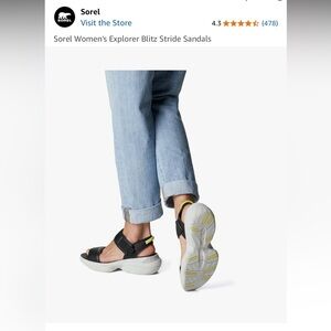 Sorel Women's Black Explorer Blitz Stride Sandals - Sample Shoes